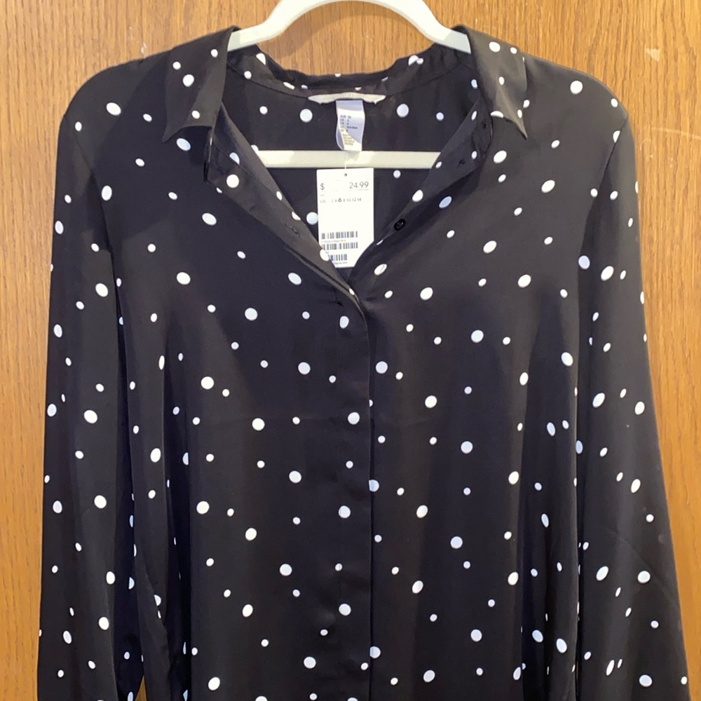 NWT H&M Polka Dot Button Up Blouse